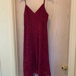 Burgundy Lace Midi Dress-Small